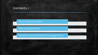 Educational websites for language learning | PPTX