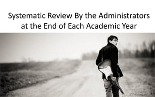 Systematic Review By the Administrators
at the End of Each Academic Year
 