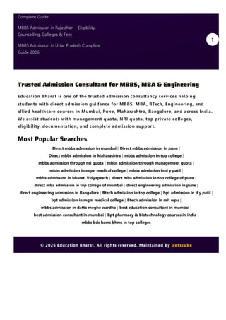 BTech Admission in MIT WPU 2026 – Complete Detailed Guide | PDF