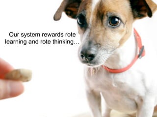 Our system rewards rote 
learning and rote thinking… 
 