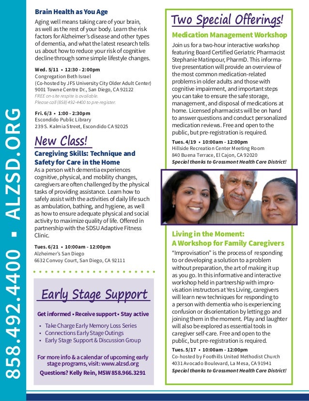 ALZHEIMER'S SAN DIEGO EDUCATION & PROGRAMS CALENDAR APRIL-JUNE 2016