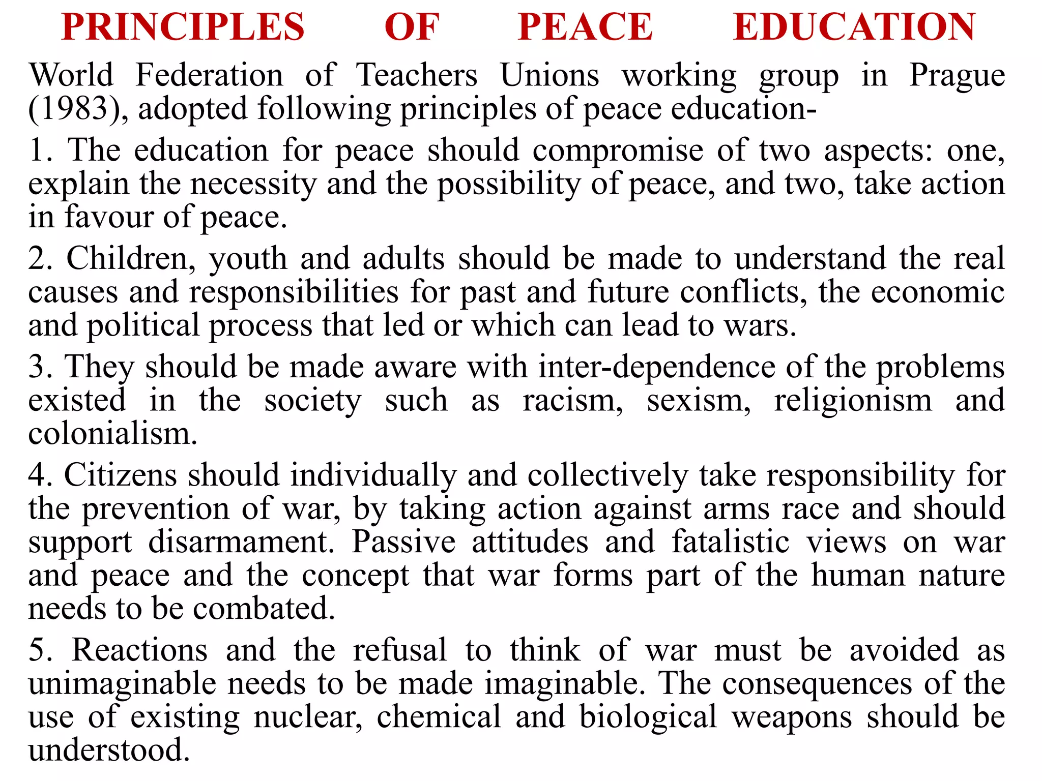 Education for peace | PPTX