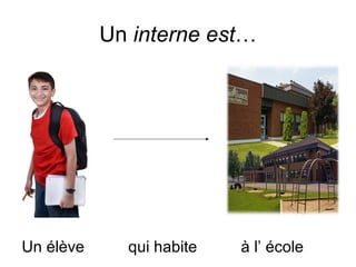 Un  interne est … Un élève  qui habite  à l’ école 