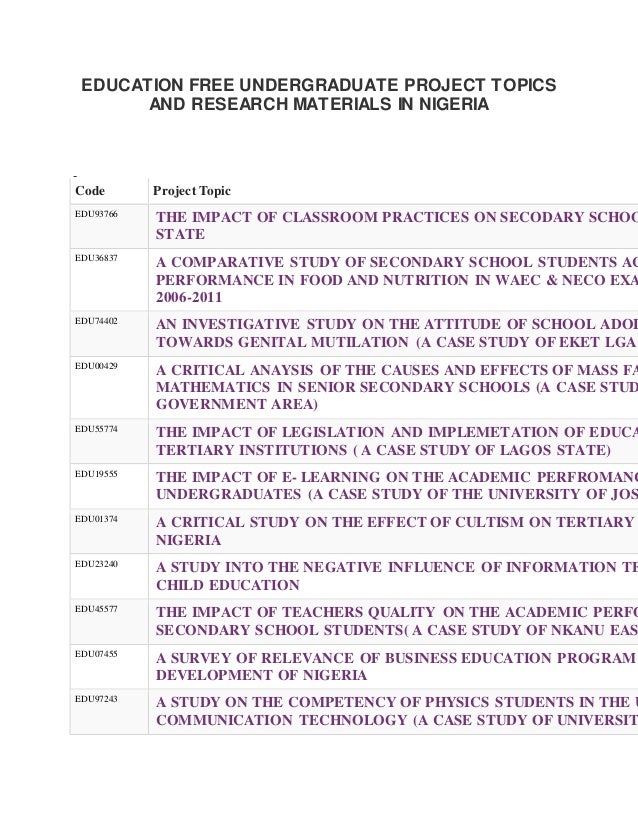 education project topics and materials in nigeria