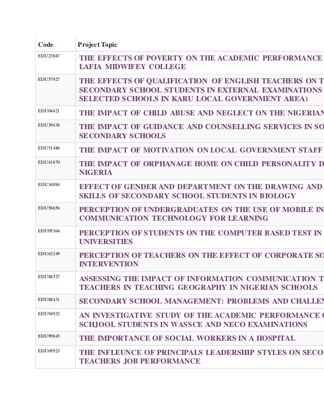 project topics for college of education