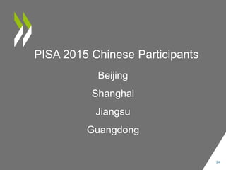 PISA 2015 Chinese Participants
24
Beijing
Shanghai
Jiangsu
Guangdong
 