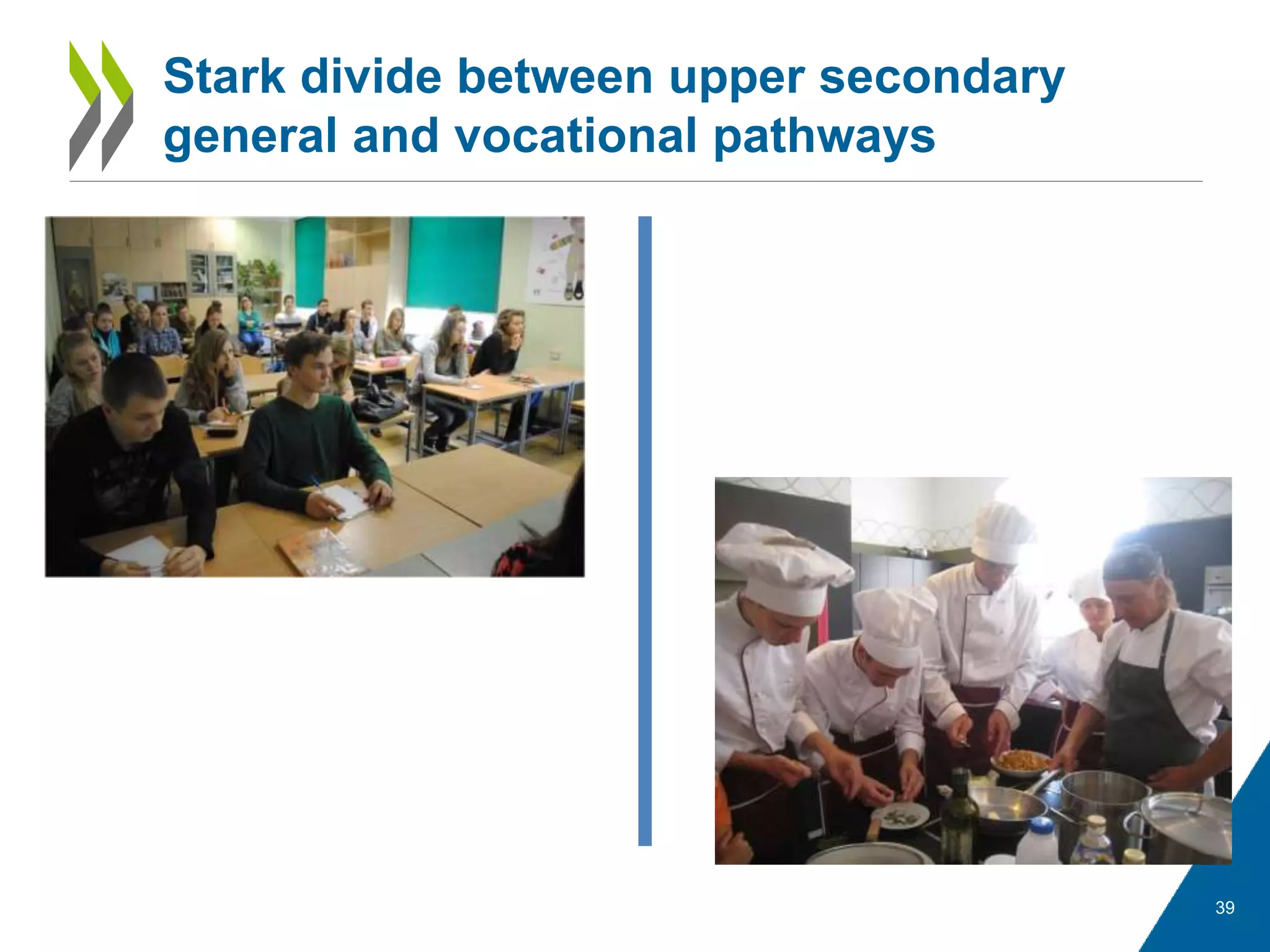 39
Stark divide between upper secondary
general and vocational pathways
 