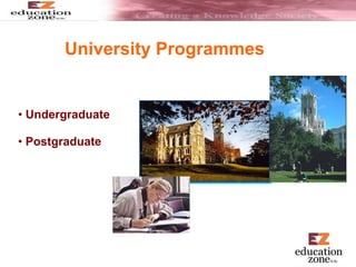 University Programmes
• Undergraduate
• Postgraduate
 