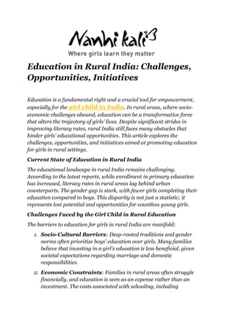 Education in Rural India Challenges, Opportunities, Initiatives.pdf