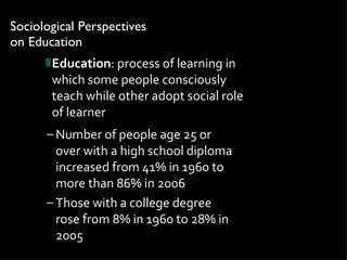 Sociological Perspectives  on Education ,[object Object],[object Object],[object Object]