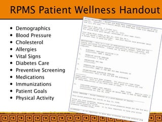 Ihs Rpms Training IHS Patient Education overview | KEY