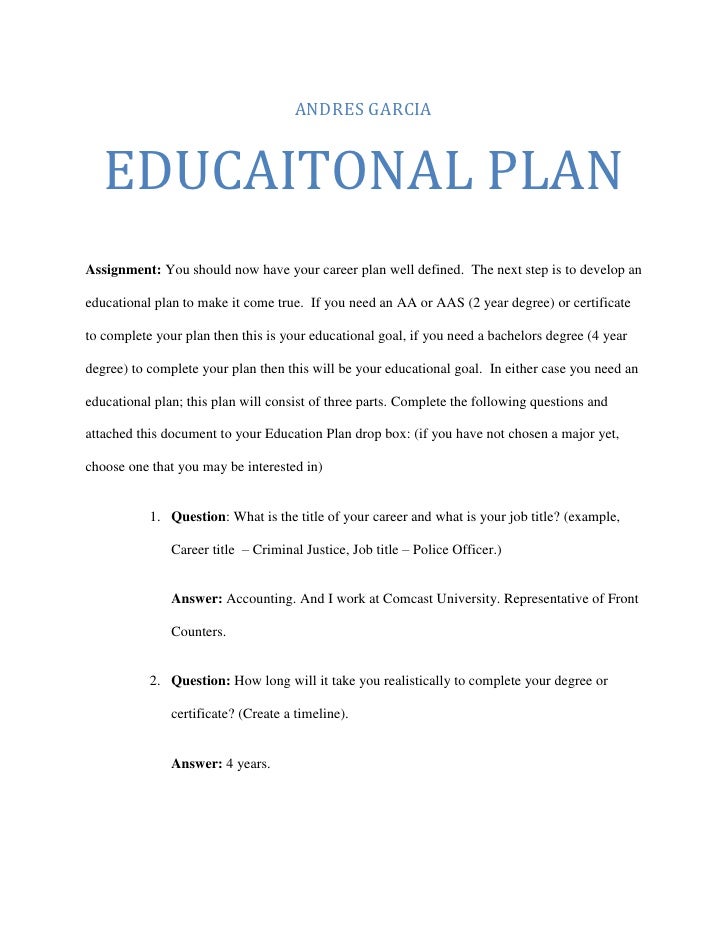 written education plan example