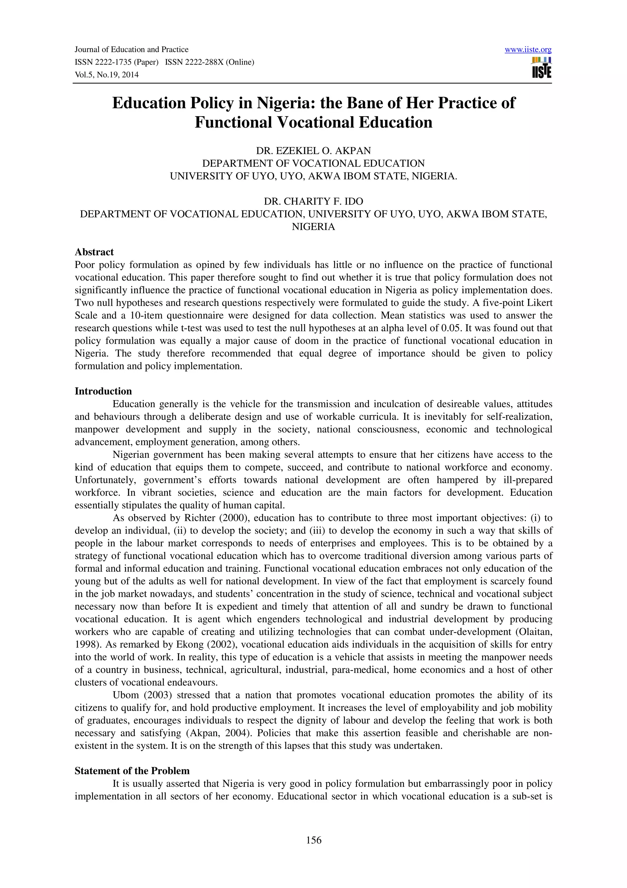 Education policy in nigeria | PDF