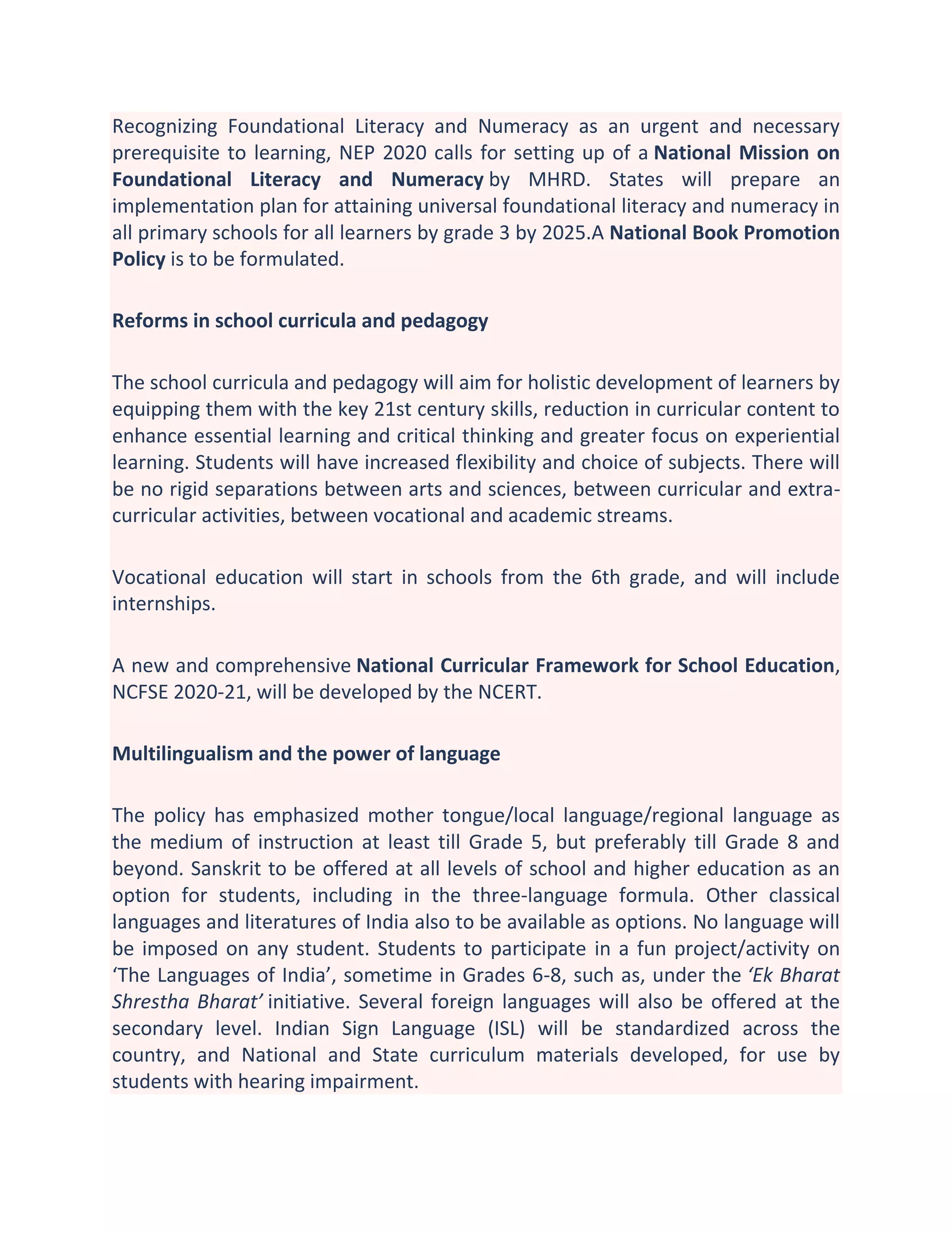 Education policy of india 2020 | PDF