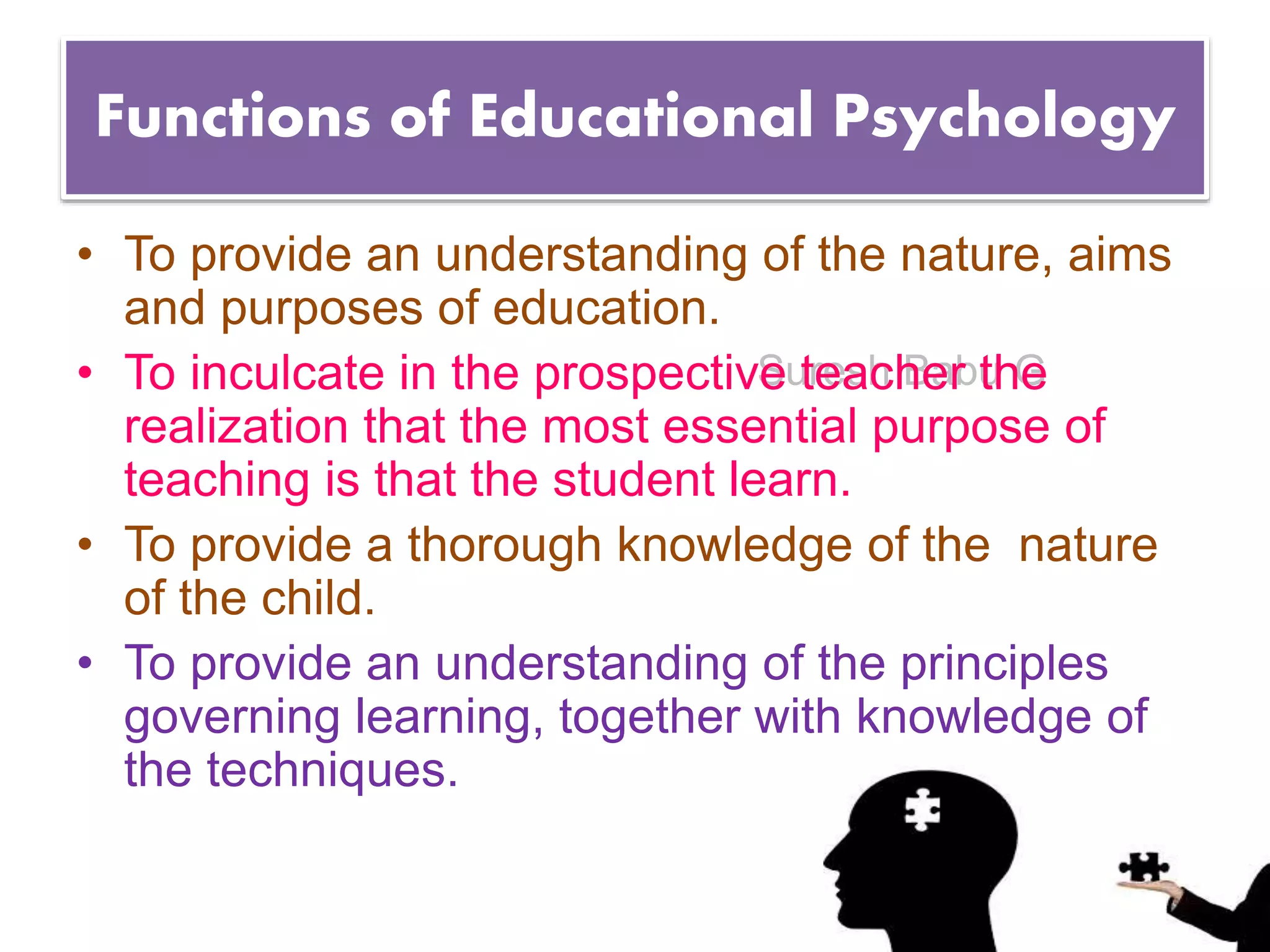 Educational Function Education psychology - Meaning, nature and functions of educational ...