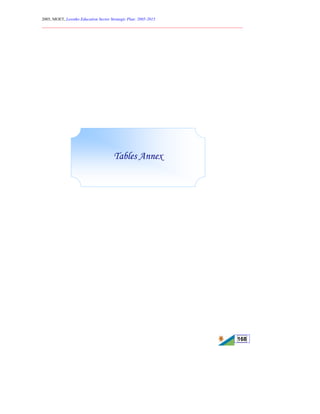 2005, MOET, Lesotho Education Sector Strategic Plan: 2005-2015
________________________________________________________________________
168
Tables Annex
 