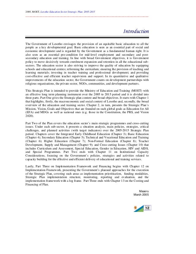 education sector strategic plan