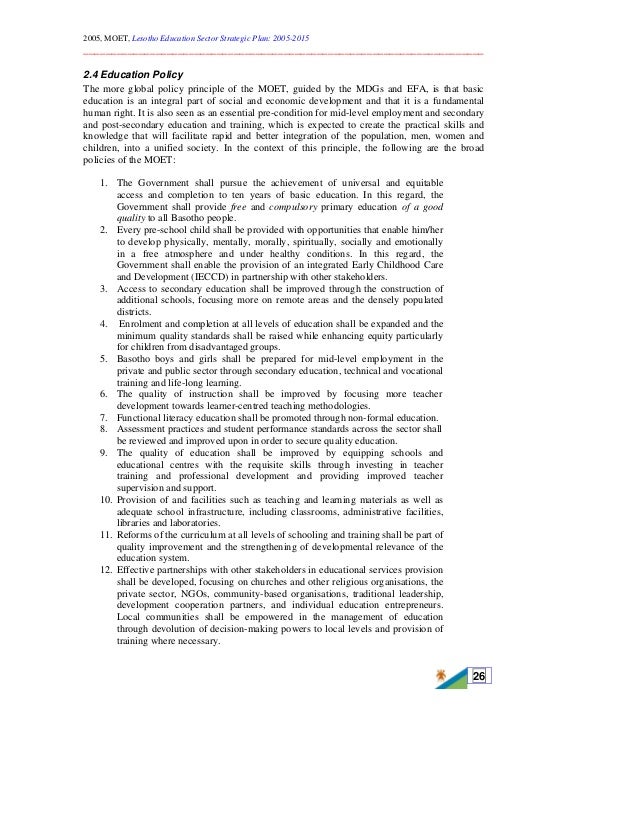 education sector strategic plan