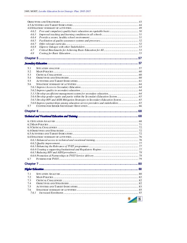 education sector strategic plan