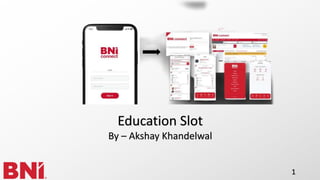 1
Education Slot
By – Akshay Khandelwal
 