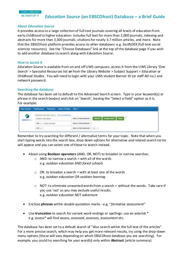 Education Source (EBSCO) Guide