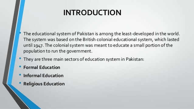 Education System of Sindh, Pakistan