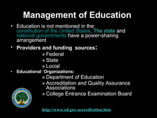 Management of Education   ,[object Object],[object Object],[object Object],[object Object],[object Object],[object Object],[object Object],[object Object],[object Object],http://www.ed.gov-accreditation.htm 