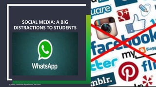 sg obaje, anatomy department, ae-funai
SOCIAL MEDIA: A BIG
DISTRACTIONS TO STUDENTS
17
 