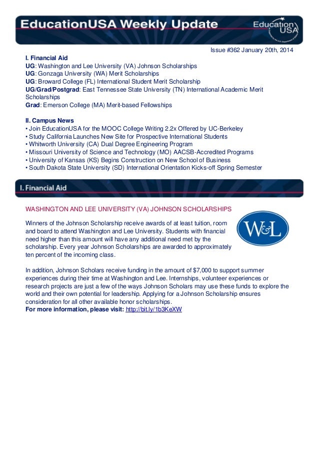 Educationusa Weekly Update 362 January 20 2014