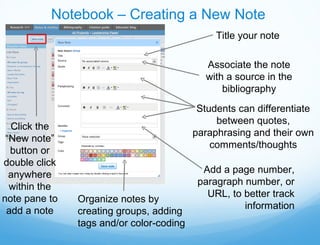 Notebook Associate EasyBib - Instructional presentation for educators | PPT