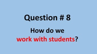 Sharing information and connecting with
others - whether we know them personally or
not - has proven to be a powerful tool in
education.
http://mindshift.kqed.org/2011/12/three-trends-that-define-the-future-of-teaching-and-learning-2/
 