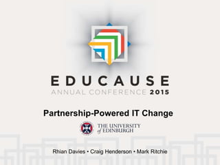 Partnership-Powered IT Change
Rhian Davies • Craig Henderson • Mark Ritchie
 