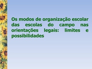 Os modos de organização escolar
das escolas do campo nas
orientações legais: limites e
possibilidades
 