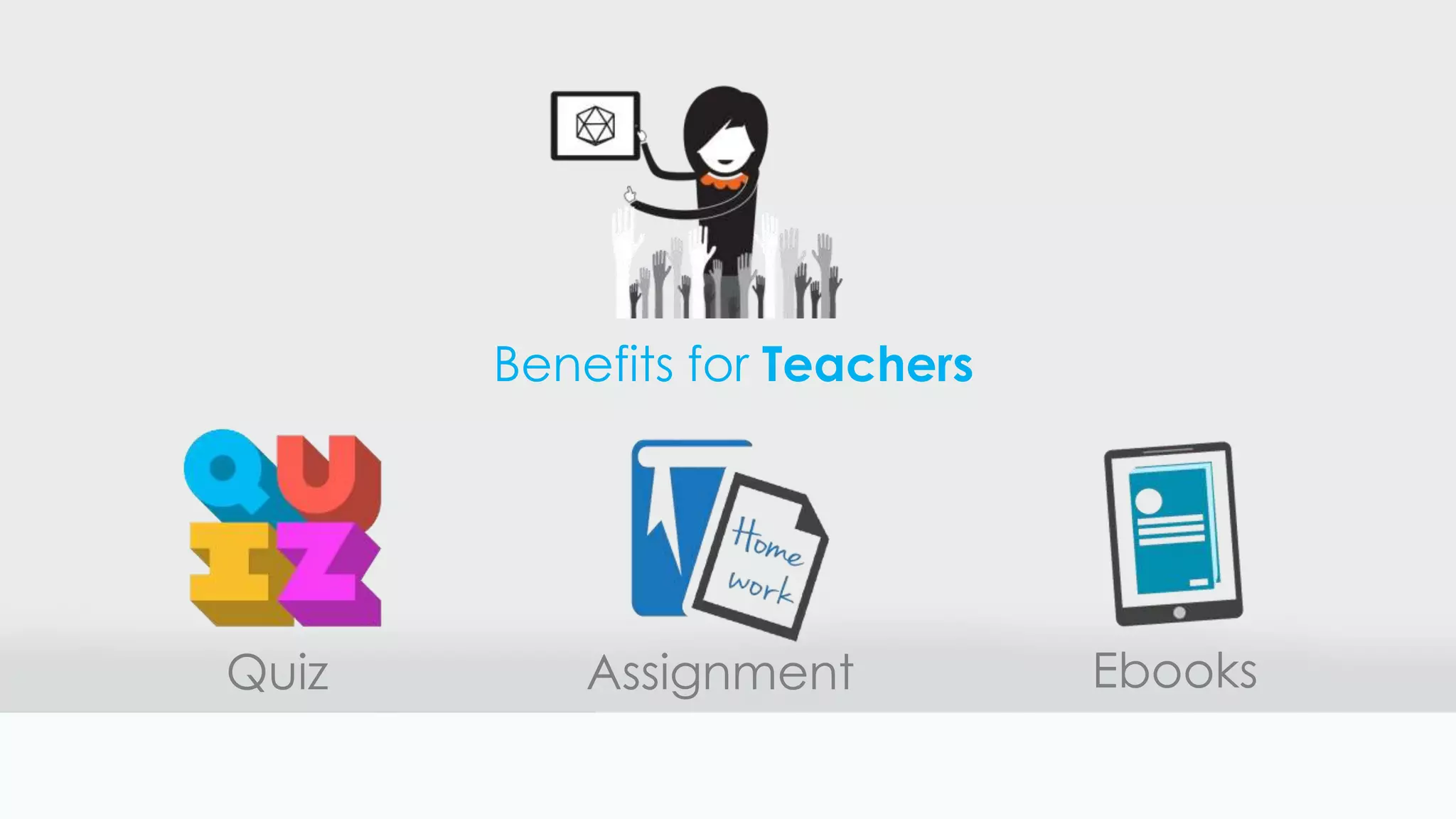 Benefits for Teachers
Quiz Assignment Ebooks
 