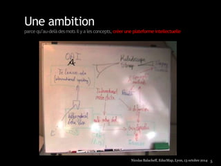 Une ambition 
parce qu’au-delà des mots il y a les concepts, créer une plateforme intellectuelle 
Nicolas Balacheff, EducMap, Lyon, 13 octobre 2014 5 
 