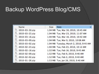 Backup WordPress Blog/CMS<br />