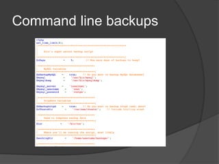 Command line backups<br />
