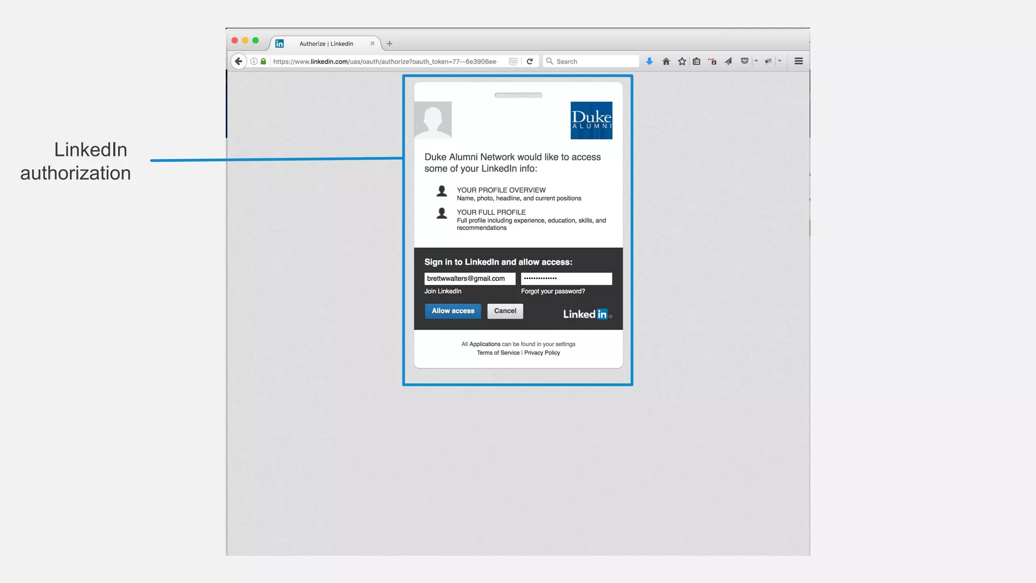 LinkedIn
authorization
 