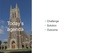 Today’s
agenda
• Challenge
• Solution
• Outcome
 