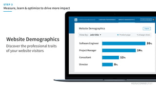 #EDUCONNECT17
Measure, learn & optimize to drive more impact
STEP 3
Website Demographics
Discover the professional traits
...