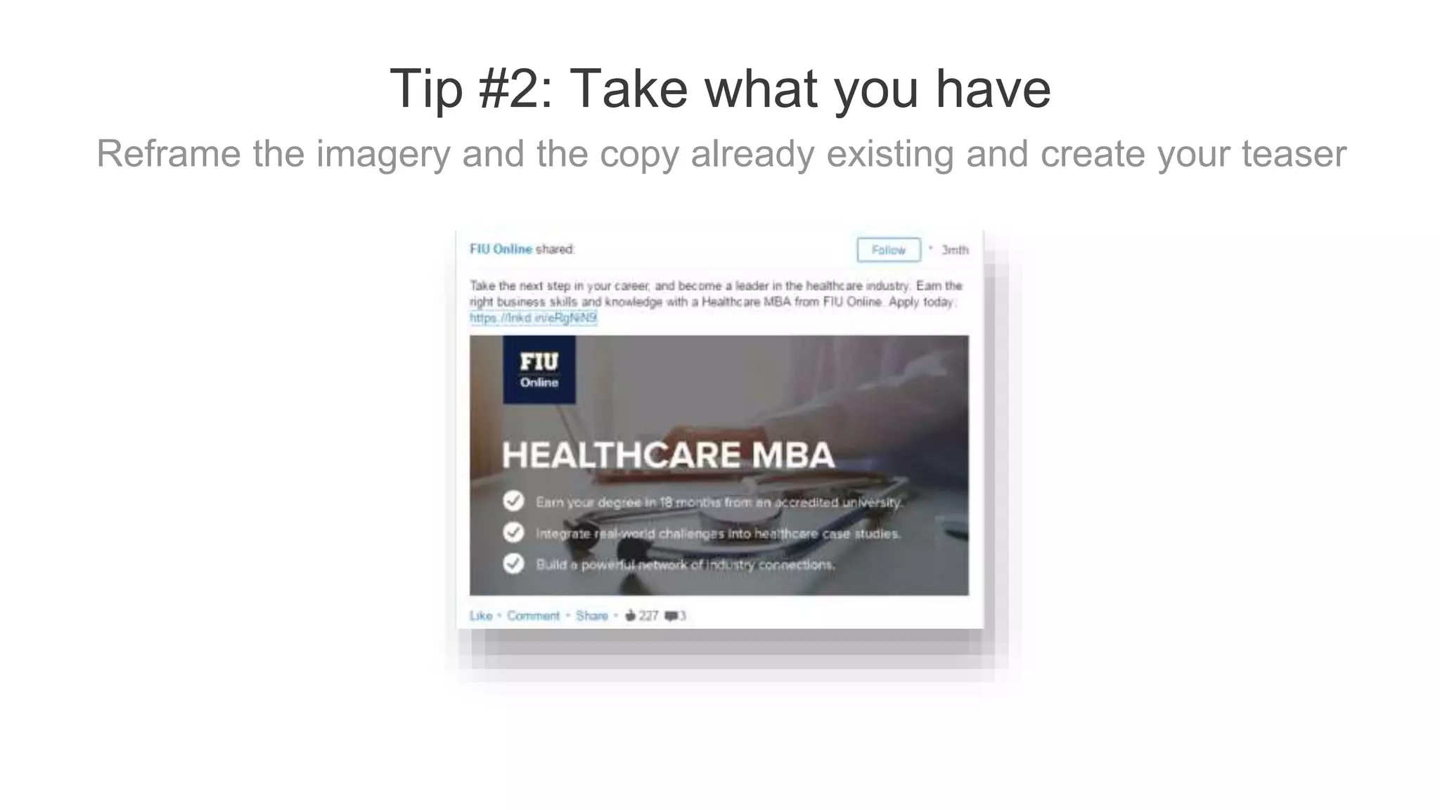 With small changes to headline, intro, and imagery - create 3 more versions.
Tip #3: Create Variety
 