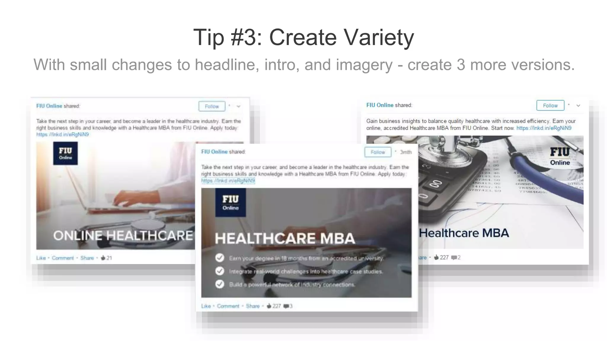 Build out a content calendar
Tip #4: Build from there
A/B Test
Develop your content marketing strategy
 
