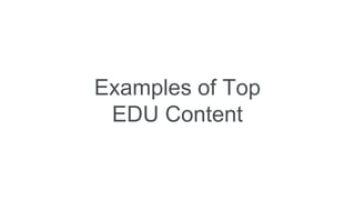 Find the overlap of what you can talk about
with authority with what your audience
wants to hear about. Kellogg School of
Management does a great job
demonstrating their expertise around topics
such as authentic leadership.
Be audience centric
 
