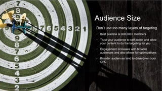 z
Limits your audience to a very
specific target
21x larger audience and engages
other potential candidates
Remember:
When you purchase CPC, only
members interested in learning more
about your program will engage with
the content!
Audience Size
 