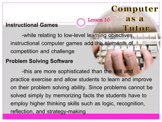 lesson 10 computer as a tutor | PPTX