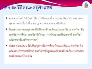 คณะครุศาสตร ไดเปดดําเนินการเปนคณะที่ ๒ ของมหาวิทยาลัย ตอจากคณะ
พุทธศาสตร เมื่อวันที่ ๑ กรกฎาคม พ.ศ.๒๕๐๔ เปนตนมา
ในระยะแรก คณะครุศาสตรไดเปดการศึกษาโดยแบงออกเปน ๔ ภาควิชา คือ
ภาควิชาการศึกษา ภาควิชาจิตวิทยา ภาควิชาบรรณรักษศาสตร ภาควิชา
คณิตศาสตรและวิทยาศาสตร
ตอมา พ.ศ.๒๕๒๖ ไดปรับปรุงการจัดการศึกษาโดยแบงเปน ๓ ภาควิชา คือ
ภาควิชาบริหารการศึกษา ภาควิชาหลักสูตรและวิธีสอนสังคมศึกษา ภาควิชา
การศึกษานอกโรงเรียน
 