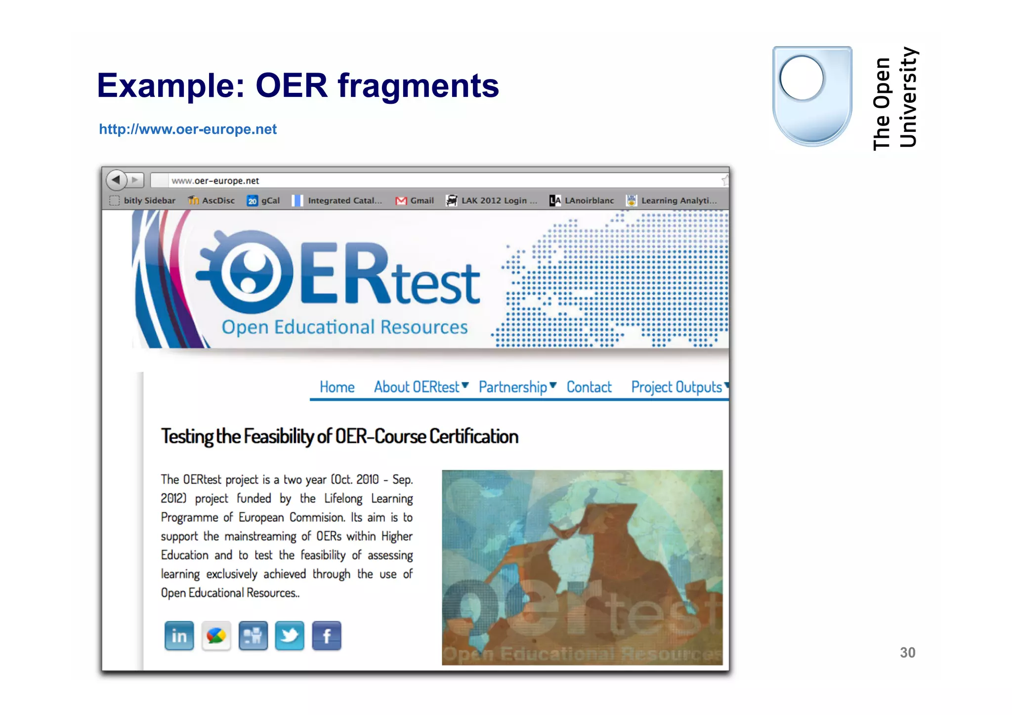 Example: OER fragments
http://www.oer-europe.net




                            30
 