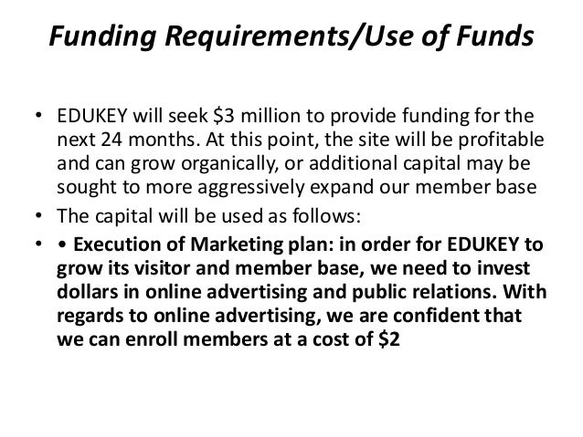 Funding requirements business plan example image