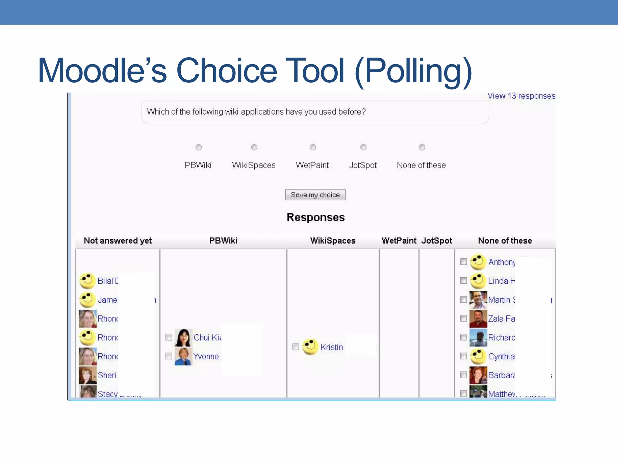 Moodle’s Choice Tool (Polling)