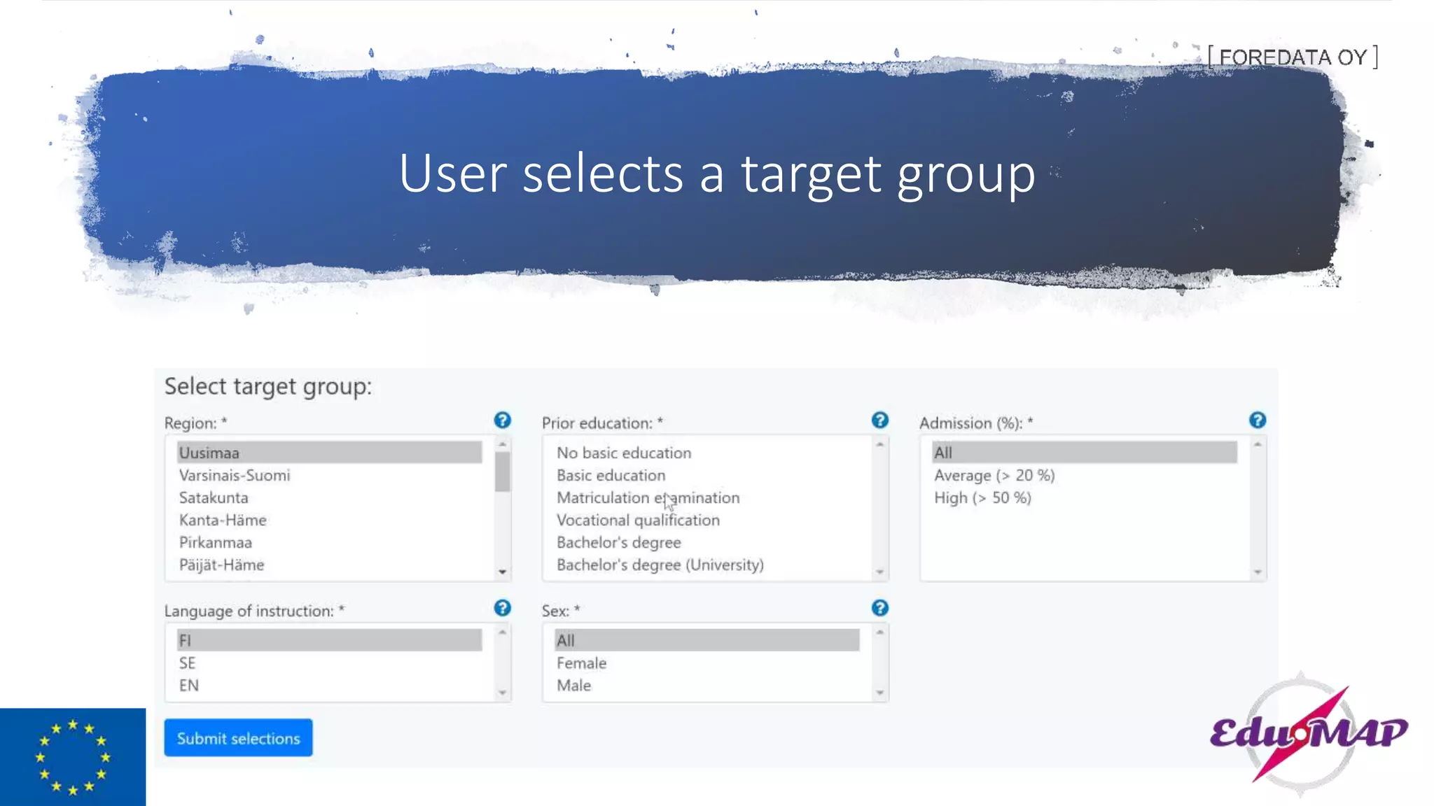 User selects a target group
 